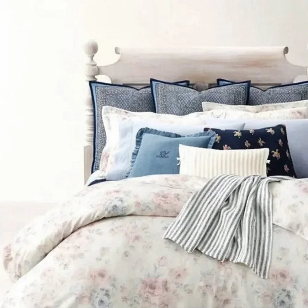 NEW $425 Ralph Lauren Linden Floral Comforter! Queen White Pink Floral Pattern